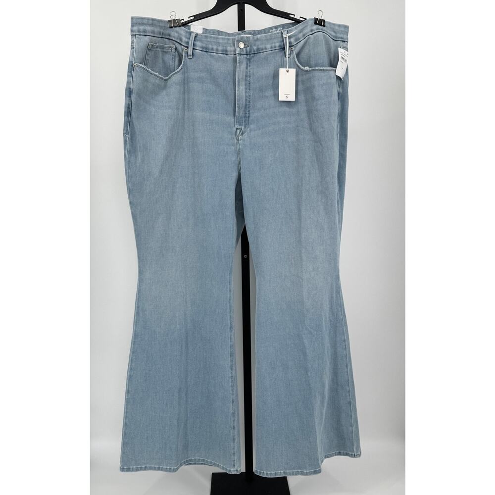 Good American Good Legs Flare Jeans Size 30 Light Wash Deep V Yoke NWT - NEW - Picture 3 of 10